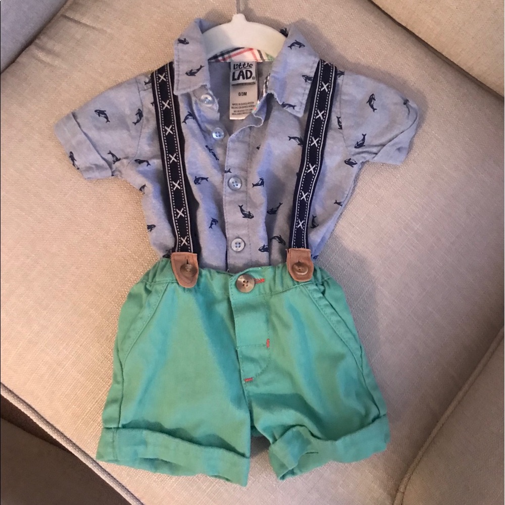 Little Lad Suspender short set